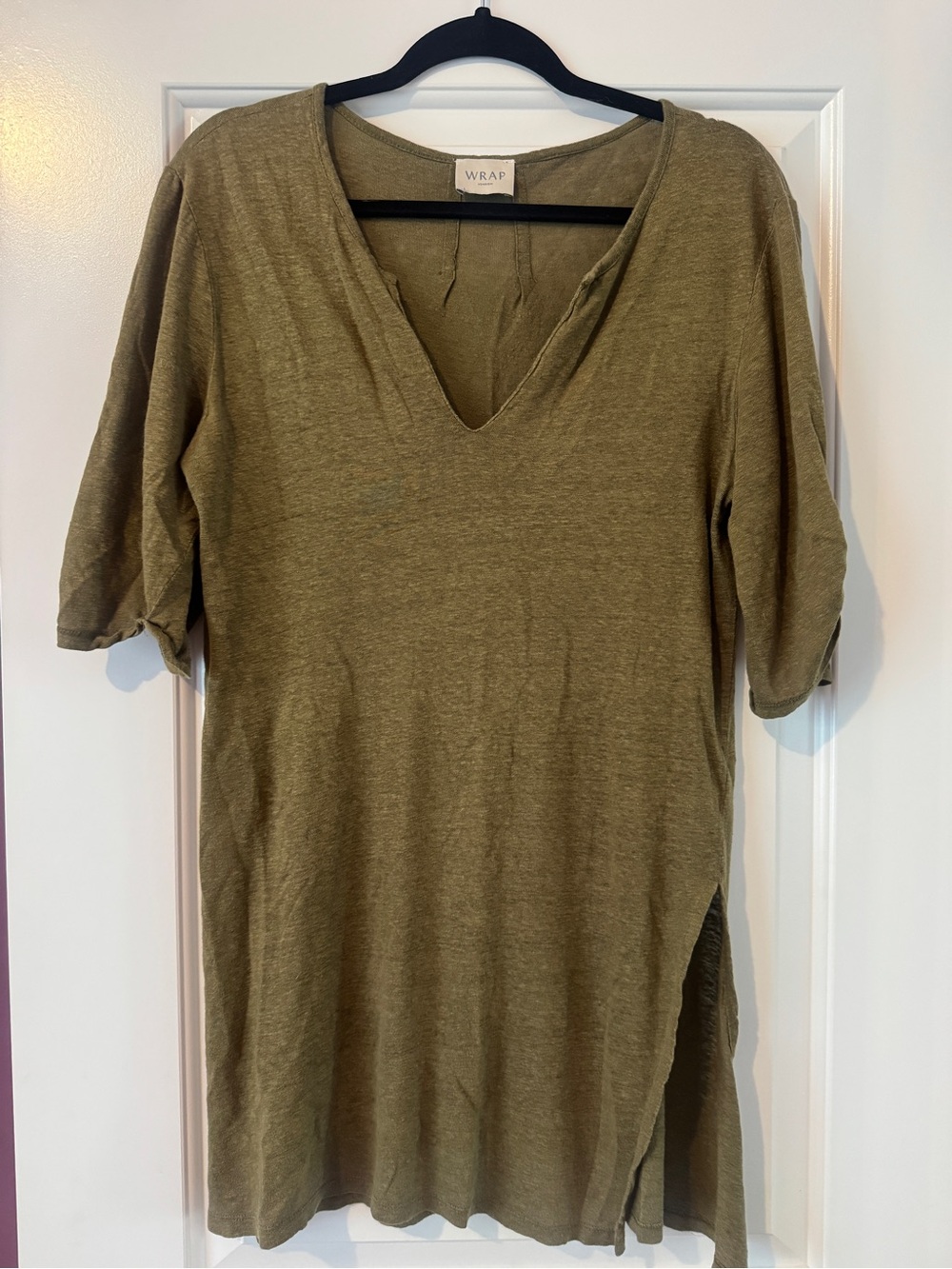 Wrap London - Olive Green V-Neck Women’s Tunic Top